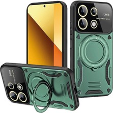 İlkyaz Fashion  Xiaomi Redmi Note 13 4g Kılıf Joy Lens Standlı Kapak - Koyu Yeşil