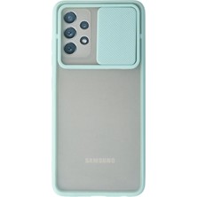 İlkyaz Fashion  Samsung Galaxy A52 Kılıf Palm Buzlu Kamera Sürgülü Silikon - Turkuaz