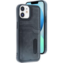 İlkyaz Fashion  iPhone 11 Kılıf Sara Kartvizitli Deri Kılıf - Siyah
