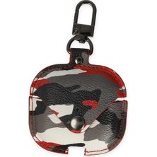 İlkyaz Fashion  Airpods 3 (3.nesil) Çanta Kamuflaj Deri Kılıf - Kırmızı