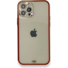 İlkyaz Fashion  iPhone 12 Pro Kılıf Liva Taşlı Silikon - Kırmızı