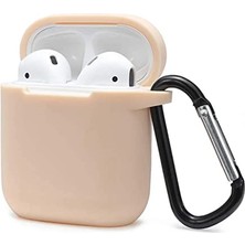 İlkyaz Fashion  Airpods 2 (2.nesil) Sert Silikon Kılıf - Bej