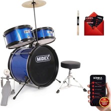Midex CD300X-BL Akustik Çocuk Baterisi Davulu Seti 5-14 Yaş Için Full Set