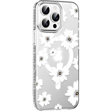İlkyaz Fashion  Apple iPhone 15 Pro Floral Magsafe Kapak - Beyaz