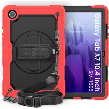 İlkyaz Fashion  Samsung Galaxy T500 Tab A7 10.4 Kılıf Pars Tablet Kapak - Kırmızı