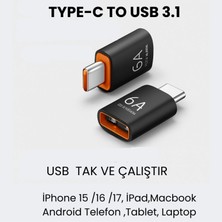 Zore Ac-59 Usb-A To Type-C Otg Adaptör (Çevirici / Dönüştürücü)- Iphone 15 ,16,17 Ipad & Android Uyumlu