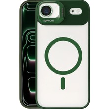 İlkyaz Fashion  Apple iPhone 17 Air Remim Lensli Magsafe Standlı Kapak - Koyu Yeşil