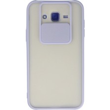 İlkyaz Fashion  Samsung Galaxy J7 Kılıf Palm Buzlu Kamera Sürgülü Silikon - Lila