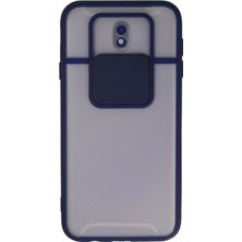 İlkyaz Fashion  Samsung Galaxy J7 Pro / J730 Kılıf Palm Buzlu Kamera Sürgülü Silikon - Lacivert