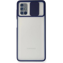 İlkyaz Fashion  Samsung Galaxy M51 Kılıf Palm Buzlu Kamera Sürgülü Silikon - Lacivert