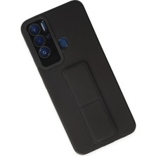 İlkyaz Fashion  Tecno Pova Neo Kılıf Mega Standlı Silikon - Siyah