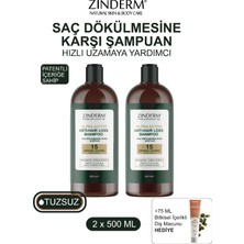 Zinderm Saç Dökülmesi Karşıtı Hızlı Uzamaya Yardımcı Güçlendirici Keratin, Biotin 15 Aktifli Şampuan (2 X500 Ml)