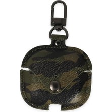 İlkyaz Fashion  Airpods 3 (3.nesil) Çanta Kamuflaj Deri Kılıf - Haki Yeşil