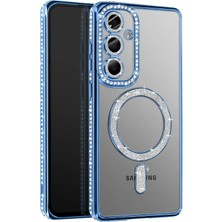 İlkyaz Fashion  Samsung Galaxy S26 Joke Simli Magneticsafe Kılıf - Mavi