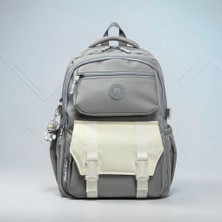 Elegance 0120 Gri Kore Tarzı Unisex Ilkokul Çocuk Sırt Çantası