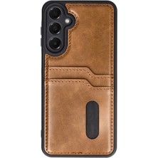 İlkyaz Fashion  Samsung Galaxy A26 Kılıf Sara Kartvizitli Deri Kılıf - Taba
