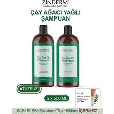 Zinderm Çay Ağacı Şampuanı - Arındırıcı ve Dengeleyici Tuzsuz Çay Ağacı Yağlı Şampuan (2 Adet x 500 ML)