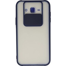 İlkyaz Fashion  Samsung Galaxy J7 Kılıf Palm Buzlu Kamera Sürgülü Silikon - Lacivert