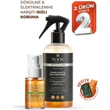 Yoon 2'li Vegan Saç Spreyi ve Saç Serumu - 7 Doğal Aktif - Keratin ve Kolajen İçerikli - Saç Derisi ve Uçları İçin Bakım Seti