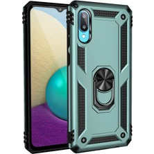 İlkyaz Fashion  Samsung Galaxy A02 Kılıf Sofya Yüzüklü Silikon Kapak - Yeşil