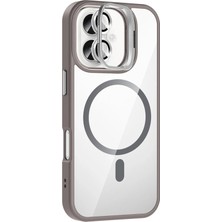 İlkyaz Fashion  Apple iPhone 17 Remim Lensli Magsafe Standlı Kapak - Titan Gri
