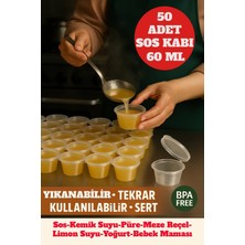 Toyfest 60 ml Kendinden Kapaklı Şeffaf Sosluk – Sızdırmaz, Sıcağa Dayanıklı, Tekrar Kullanılabilir 50’li Set