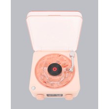 İlkyaz Fashion 3-Ü-1 Gece Işığı Bluetooth Hoparlör ve Dijital Saat Vintage Plak Çalar Tasarımlı