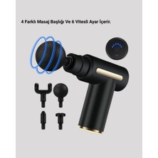 İlkyaz Fashion Derin Doku Masaj Tabancası 4 Başlık 6 Kademeli Sessiz Güç Şarjlı Kas Gevşetici