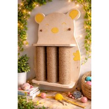 Soft Duvara Monte Ahşap Kedi Tırmalama Tahtası – 3’lü Sisal Kolonlu Kedi Oyun ve Tırmanma Alanı – Modern Duvar Tipi Kedi Tırmalama Platformu