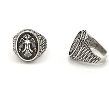 İlkyaz Fashion Antik Gümüş Kaplama Selçuklu Arması Ayarlanabilir Yüzük