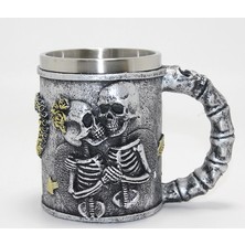 Esranın Dünyası Sonsuz Aşk Iskelet Tasarımlı 3D Kabartmalı Çelik Kupa Bardak RSKRG34-ESRDNS