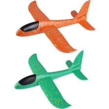 E-Deniz Ticaret Yeşil&turuncu Köpük Uçak 2'li Set – Hafif ve Dayanıklı El Planörü, Elle Fırlatılan Uçan Oyuncak