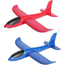 E-Deniz Ticaret Mavi & Kırmızı Köpük Uçak 2'li Set – Hafif ve Dayanıklı El Planörü, Elle Fırlatılan Uçan Oyuncak