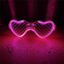 İlkyaz Fashion Pembe LED Işıklı Kalp Gözlük – 3 Modlu Parti &amp; Glow Gözlüğü