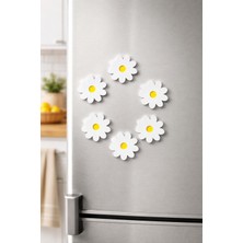 nextprintx 6 Lı Sert Plastik Mıknatıslı Papatya Buzdolabı Süsü Dolap Magneti