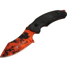 İlkyaz Fashion Columbia 156B Turuncu Desenli Kamp Çakı Bıçağı 19 cm - Kılıflı