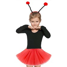 İlkyaz Fashion Gösteriler Için Kırmızı Uğur Böceği Tütü Etek ve Kırmızı Uğur Böceği Taç Seti