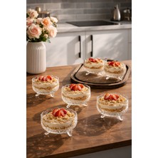 Porsima RYGX074 Dream Bowl 6lı Ayaklı Cam Kase Puding Tatlı ve Dondurma Kasesi Lokumluk Şekerlik Kase Seti Çerez Kasesi 11X11CM