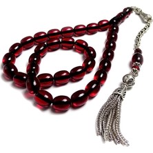 Tesbih Rüyası Bafon Tasarımlı Kırmızı Renk Sıkma Kehribarı