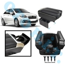 Oto h.i.t. Fiat Linea Uyumlu Kol Dayama Kolçak Usb'li Bardaklıklı Çift Açılır Siyah Deri 1.sınıf Kaliteli