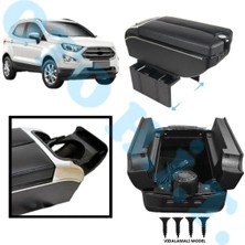 Oto h.i.t. Ford Ecosport Uyumlu Kol Dayama Kolçak Usb'li Bardaklıklı Çift Açılır Siyah Deri 1.sınıf Kaliteli