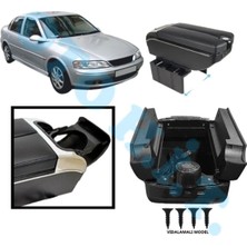 Oto h.i.t. Opel Vectra B Uyumlu Kol Dayama Kolçak Usb'li Bardaklıklı Çift Açılır Siyah Deri 1.sınıf Kaliteli