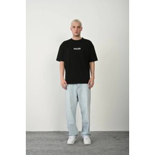 Giyim Center Erkek Baskılı T-Shirt Kısa Kol Bisiklet Yaka Rahat Kalıp Tişört - Siyah