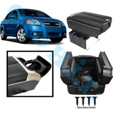 Oto h.i.t. Chevrolet Aveo 07-11 Uyumlu Kol Dayama Kolçak Usb'li Bardaklıklı Çift Açılır Siyah Deri 1.sınıf