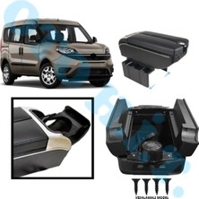 Oto h.i.t. Fiat Doblo D4 Uyumlu Kol Dayama Kolçak Usb'li Bardaklıklı Çift Açılır Siyah Deri 1.sınıf Kaliteli