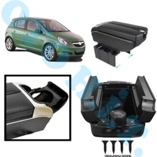 Oto h.i.t. Opel Corsa D Uyumlu Kol Dayama Kolçak Usb'li Bardaklıklı Çift Açılır Siyah Deri 1.sınıf Kaliteli