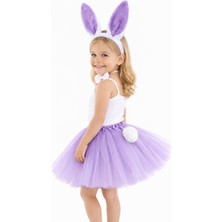 Musestore Lila Tavşan Kostüm Seti Kız Çocuk – Tütü Etek, Taç, Papyon, Ponpon