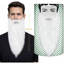 İlkyaz Fashion Beyaz Renk Lastikli Uzun Takma Sakal 40 cm