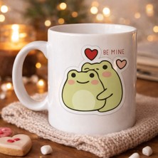 Twin Store Model 41 Mine Tasarımlı Sevimli Kurbağa Desenli Porselen Kupa Aşk Temalı Özel Tasarım Kahve Kupa