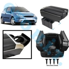 Oto h.i.t. Ford Focus 1 Uyumlu Kol Dayama Kolçak Usb'li Bardaklıklı Çift Açılır Siyah Deri 1.sınıf Kaliteli